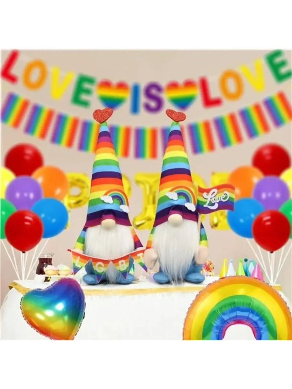 Pride Rainbow Gnome Plush Set LGBTQ Decor Gay Lesbian Gifts Home Office Shelf